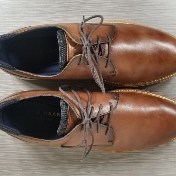 Cole Haan Osborn Plain Toe Derby, British Tan Leather / Ivory, Mens Size 11 M - Picture 8 of 10